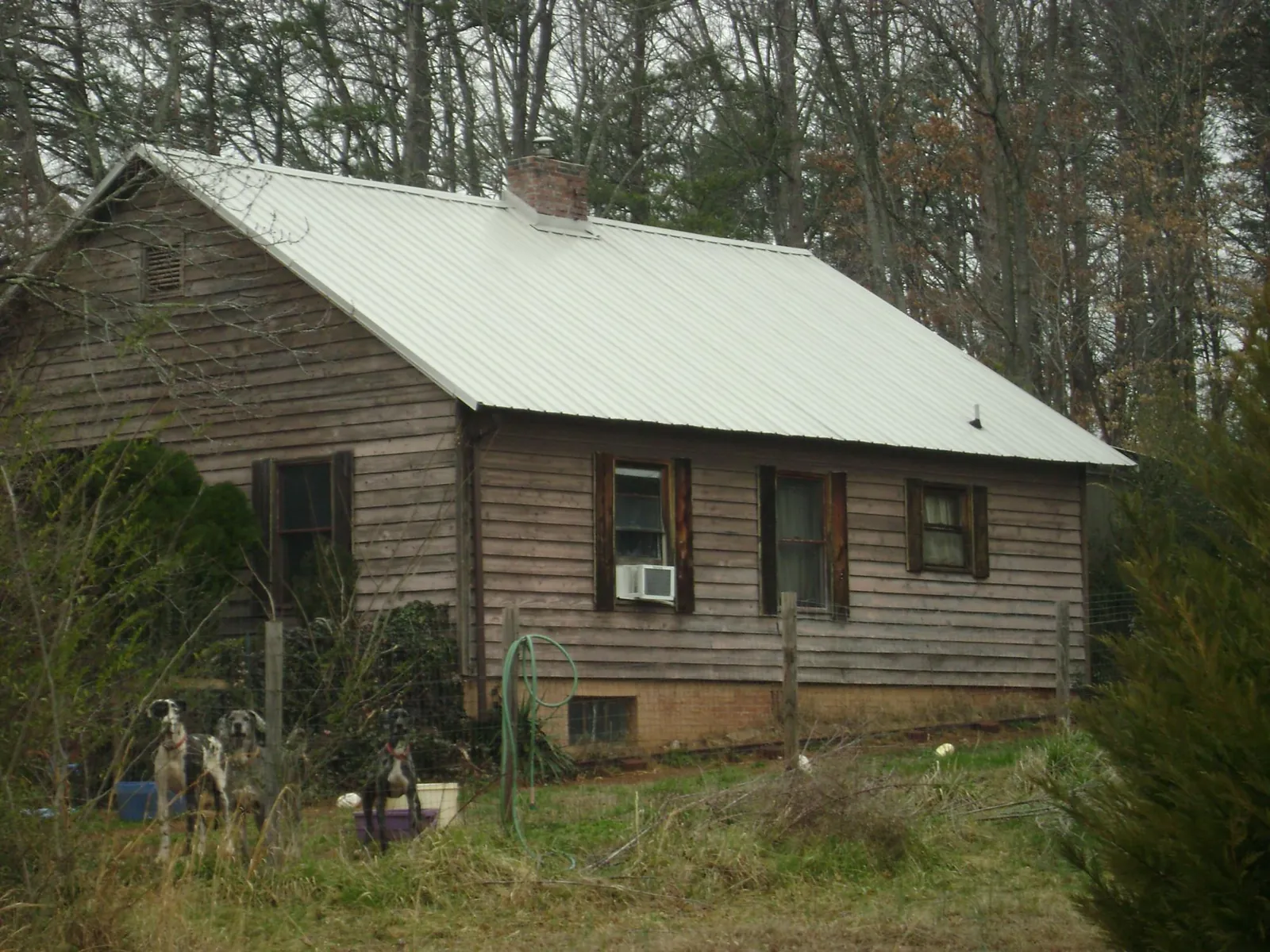 White metal roof on an old wood sided farmhouse, from a Asphalt Shingle Roof Repair job in Huntington Station